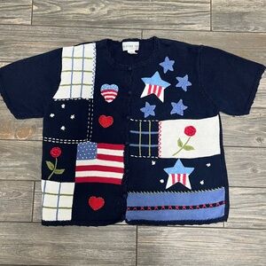 Unique & Rare VTG Bedford Fair Sweater Size XL USA Flag 4th of July Patriotic